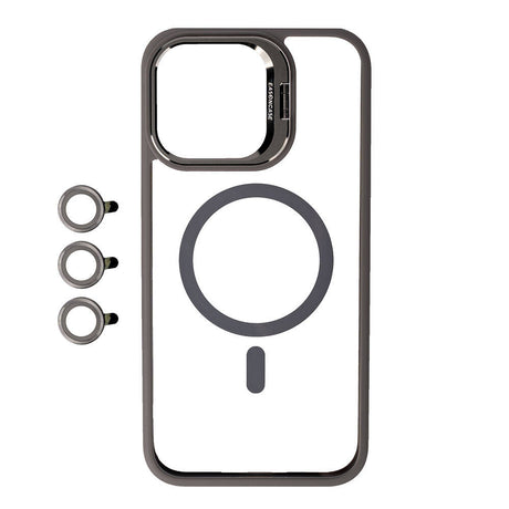 Apple iPhone 15 Pro Max Kılıf M-safe Şarj Özellikli Standlı Zore M-safe Klon Lensli Kapak