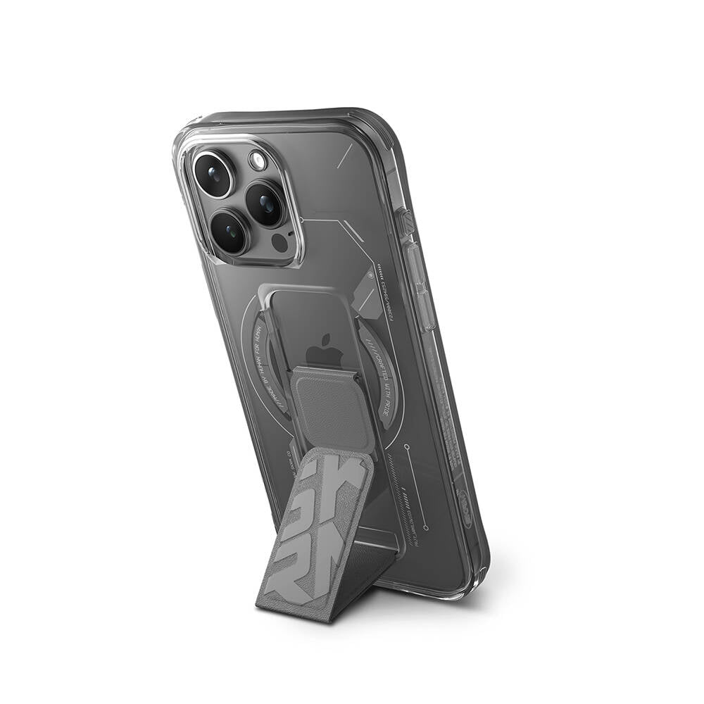 Apple iPhone 15 Pro Max Kılıf M-safe Şarj Özellikli Teknoloji Desenli Standlı Skinarma Helio Kapak