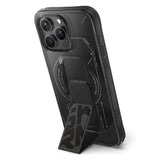 Apple iPhone 15 Pro Max Kılıf M-safe Şarj Özellikli Teknoloji Desenli Standlı Skinarma Helio Kapak