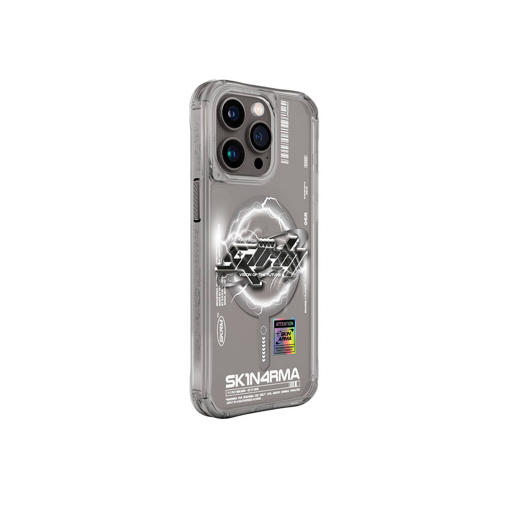 Apple iPhone 15 Pro Max Kılıf M-safe Şarj Özellikli Yazı Desenli SkinArma Bolt Kapak