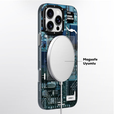 Apple iPhone 15 Pro Max Kılıf M-safe Şarj Özellikli Youngkit 360° Standlı Technology Serisi Kapak