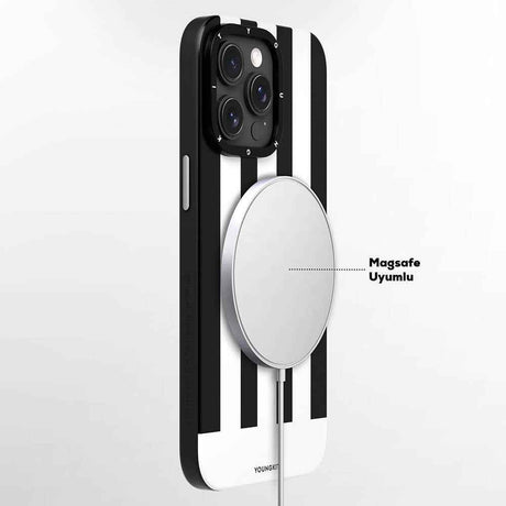 Apple iPhone 15 Pro Max Kılıf M-safe Şarj Özellikli Youngkit Striped Piano Keys Serisi Kapak