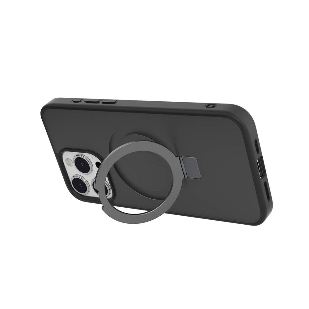 Apple iPhone 15 Pro Max Kılıf M-safe Şarj Özellikli Yüzük Standlı Lisanslı Switcheasy Magstand-M Kapak