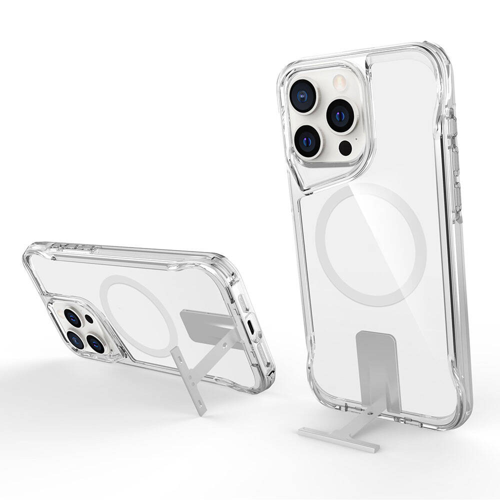 Apple iPhone 15 Pro Max Kılıf M-safe Şarj Özellikli Zore T-Max Standlı Kapak