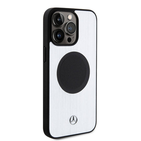 Apple iPhone 15 Pro Max Kılıf Mercedes Benz Orjinal Lisanslı M-safe Şarj Özellikli Alüminyum Arka Yüzey Metal Yıldız Logolu Kapak