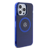 Apple iPhone 15 Pro Max Kılıf Mercedes Benz Orjinal Lisanslı M-safe Şarj Özellikli Çift Katmanlı Mavi Yıldız Desenli Kapak