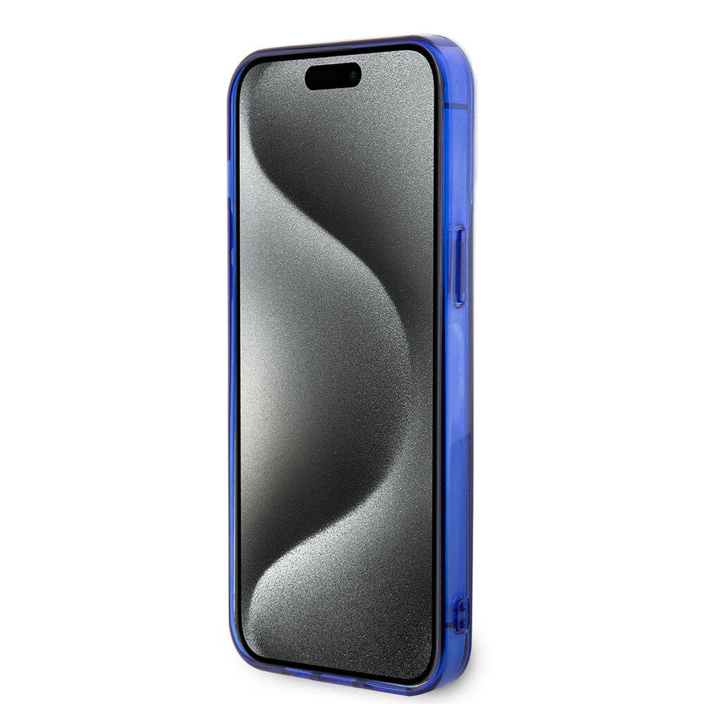 Apple iPhone 15 Pro Max Kılıf Mercedes Benz Orjinal Lisanslı M-safe Şarj Özellikli Çift Katmanlı Mavi Yıldız Desenli Kapak