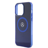 Apple iPhone 15 Pro Max Kılıf Mercedes Benz Orjinal Lisanslı M-safe Şarj Özellikli Çift Katmanlı Mavi Yıldız Desenli Kapak