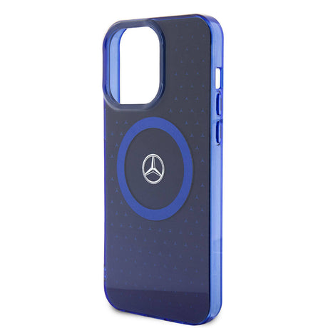 Apple iPhone 15 Pro Max Kılıf Mercedes Benz Orjinal Lisanslı M-safe Şarj Özellikli Çift Katmanlı Mavi Yıldız Desenli Kapak