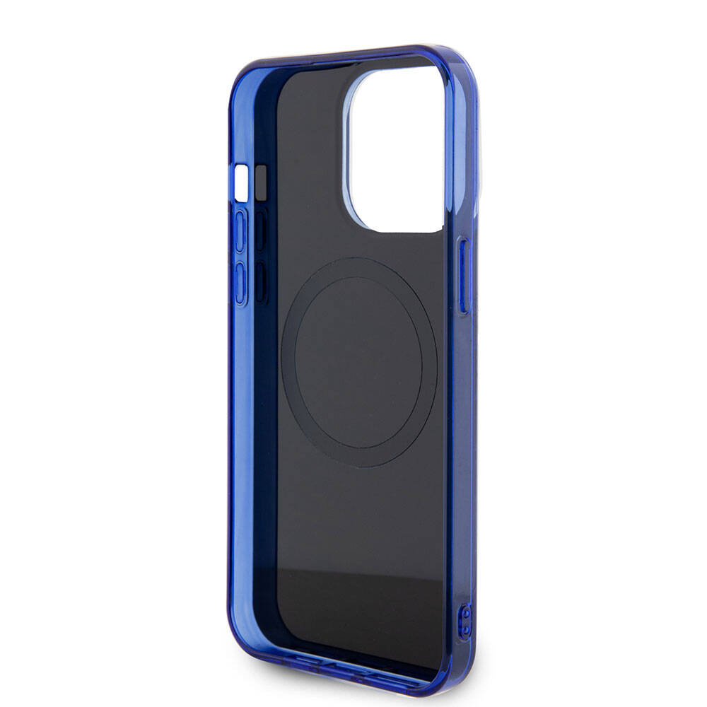 Apple iPhone 15 Pro Max Kılıf Mercedes Benz Orjinal Lisanslı M-safe Şarj Özellikli Çift Katmanlı Mavi Yıldız Desenli Kapak