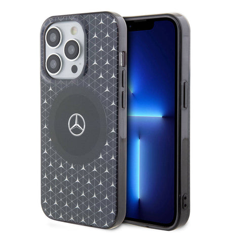 Apple iPhone 15 Pro Max Kılıf Mercedes Benz Orjinal Lisanslı M-safe Şarj Özellikli Çift Katmanlı Mini Yıldız Desenli Kapak