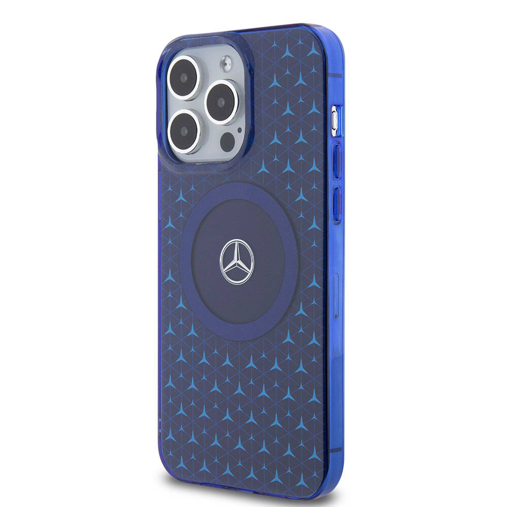 Apple iPhone 15 Pro Max Kılıf Mercedes Benz Orjinal Lisanslı M-safe Şarj Özellikli Çift Katmanlı Mini Yıldız Desenli Kapak