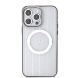 Apple iPhone 15 Pro Max Kılıf Mercedes Benz Orjinal Lisanslı M-safe Şarj Özellikli Çift Katmanlı Paralel Çizgi Desenli Kapak