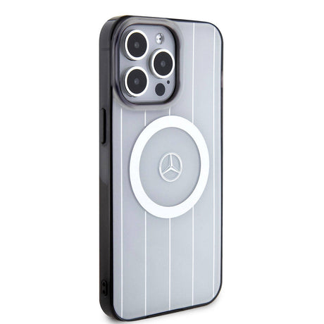 Apple iPhone 15 Pro Max Kılıf Mercedes Benz Orjinal Lisanslı M-safe Şarj Özellikli Çift Katmanlı Paralel Çizgi Desenli Kapak