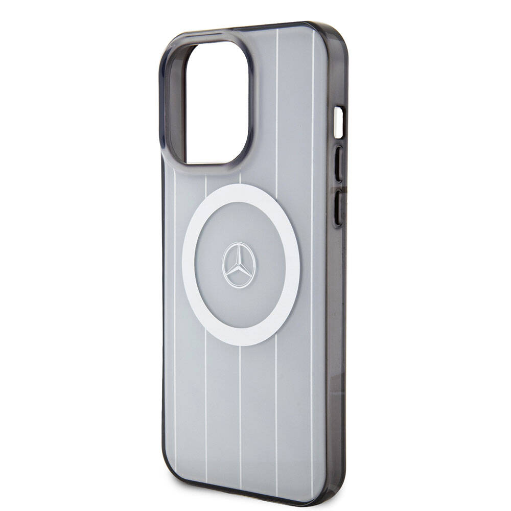 Apple iPhone 15 Pro Max Kılıf Mercedes Benz Orjinal Lisanslı M-safe Şarj Özellikli Çift Katmanlı Paralel Çizgi Desenli Kapak