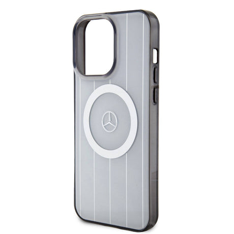 Apple iPhone 15 Pro Max Kılıf Mercedes Benz Orjinal Lisanslı M-safe Şarj Özellikli Çift Katmanlı Paralel Çizgi Desenli Kapak