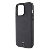 Apple iPhone 15 Pro Max Kılıf Mercedes Benz Orjinal Lisanslı M-safe Şarj Özellikli Metal Yıldız Logolu Pürüzsüz Deri Kapak