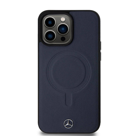 Apple iPhone 15 Pro Max Kılıf Mercedes Benz Orjinal Lisanslı M-safe Şarj Özellikli Metal Yıldız Logolu Pürüzsüz Deri Kapak