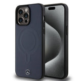 Apple iPhone 15 Pro Max Kılıf Mercedes Benz Orjinal Lisanslı M-safe Şarj Özellikli Metal Yıldız Logolu Pürüzsüz Deri Kapak