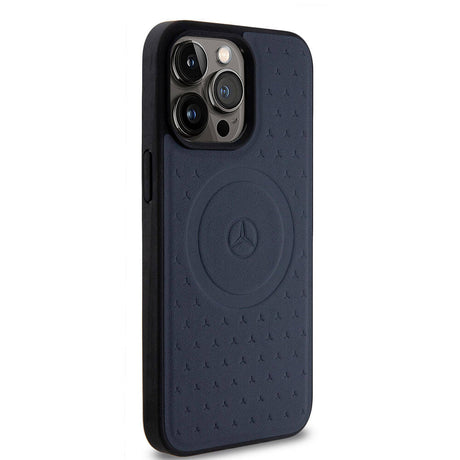 Apple iPhone 15 Pro Max Kılıf Mercedes Benz Orjinal Lisanslı M-safe Şarj Özellikli Mühürlü Yıldız Desenli ve Logolu Deri Kapak