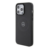 Apple iPhone 15 Pro Max Kılıf Mercedes Benz Orjinal Lisanslı M-safe Şarj Özellikli Pike Desenli Baskı Logolu Deri Kapak