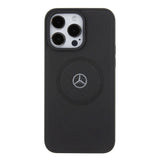 Apple iPhone 15 Pro Max Kılıf Mercedes Benz Orjinal Lisanslı M-safe Şarj Özellikli Pike Desenli Baskı Logolu Deri Kapak
