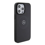 Apple iPhone 15 Pro Max Kılıf Mercedes Benz Orjinal Lisanslı M-safe Şarj Özellikli Pike Desenli Baskı Logolu Deri Kapak