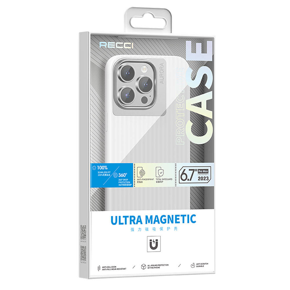 Apple iPhone 15 Pro Max Kılıf Recci Aurora Serisi M-safe Şarj Özellikli Kapak