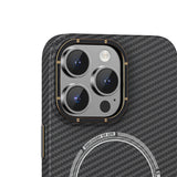 Apple iPhone 15 Pro Max Kılıf Recci Machinist Serisi M-safe Şarj Özellikli Magnetik Karbon Kapak