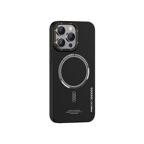 Apple iPhone 15 Pro Max Kılıf Recci Machinist Serisi M-safe Şarj Özellikli Magnetik Karbon Kapak