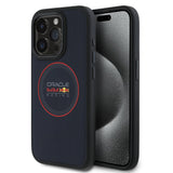 Apple iPhone 15 Pro Max Kılıf Redbull Orjinal Lisanslı M-safe Şarj Özellikli Kırmızı Halka ve Logo Kabartmalı PU Deri Kapak