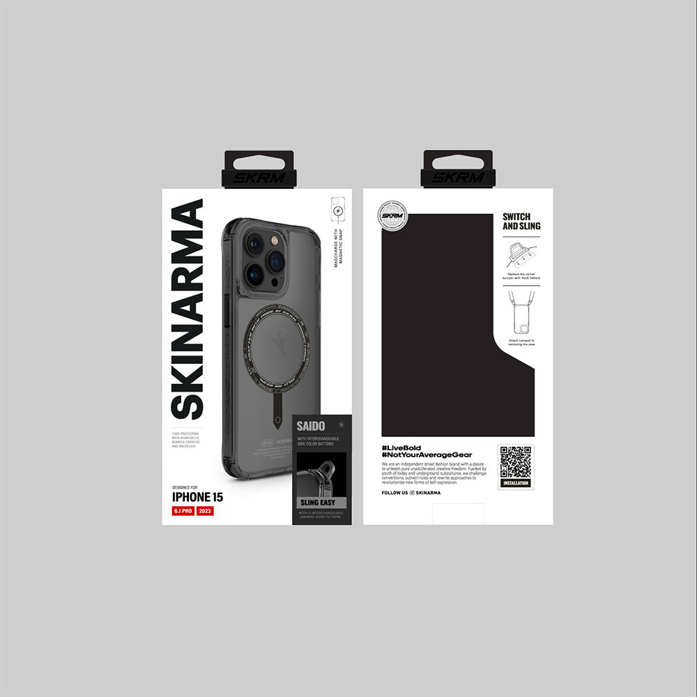 Apple iPhone 15 Pro Max Kılıf SkinArma Şeffaf Airbag Tasarımlı M-safe Şarj Özellikli Saido Kapak