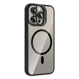 Apple iPhone 15 Pro Max Kılıf Standlı ve Kamera Lens Hediyeli M-Safe Şarj Özellikli Zore Etro Kapak