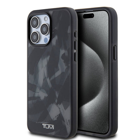 Apple iPhone 15 Pro Max Kılıf TUMI Orjinal Lisanslı M-safe Şarj Özellikli Buzlanmış Saydam Fırça Kamuflajı Desenli Kapak