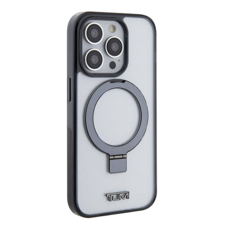 Apple iPhone 15 Pro Max Kılıf TUMI Orjinal Lisanslı M-safe Şarj Özellikli Metal Logolu Ring Standlı Silikon Kapak