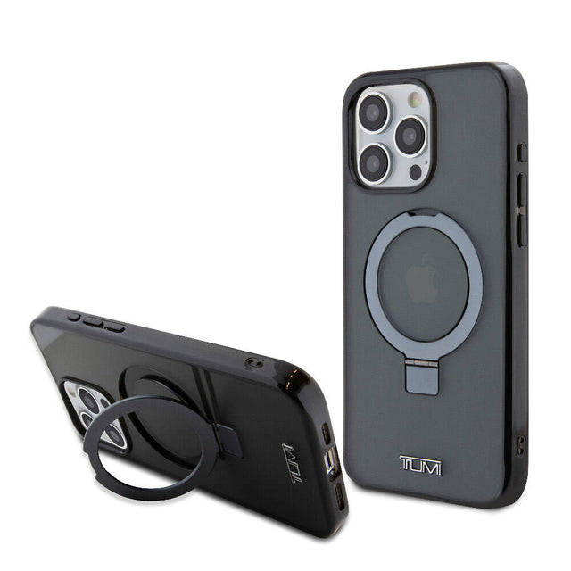 Apple iPhone 15 Pro Max Kılıf TUMI Orjinal Lisanslı M-safe Şarj Özellikli PC TPU Metal Logolu Ring Standlı Kapak