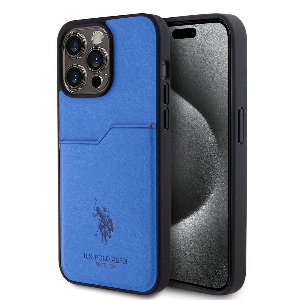 Apple iPhone 15 Pro Max Kılıf U.S. Polo Assn. Orjinal Lisanslı Baskı Logolu PU Kartlıklı Kapak