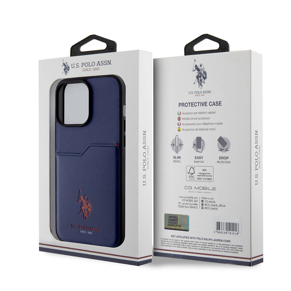 Apple iPhone 15 Pro Max Kılıf U.S. Polo Assn. Orjinal Lisanslı Baskı Logolu PU Kartlıklı Kapak