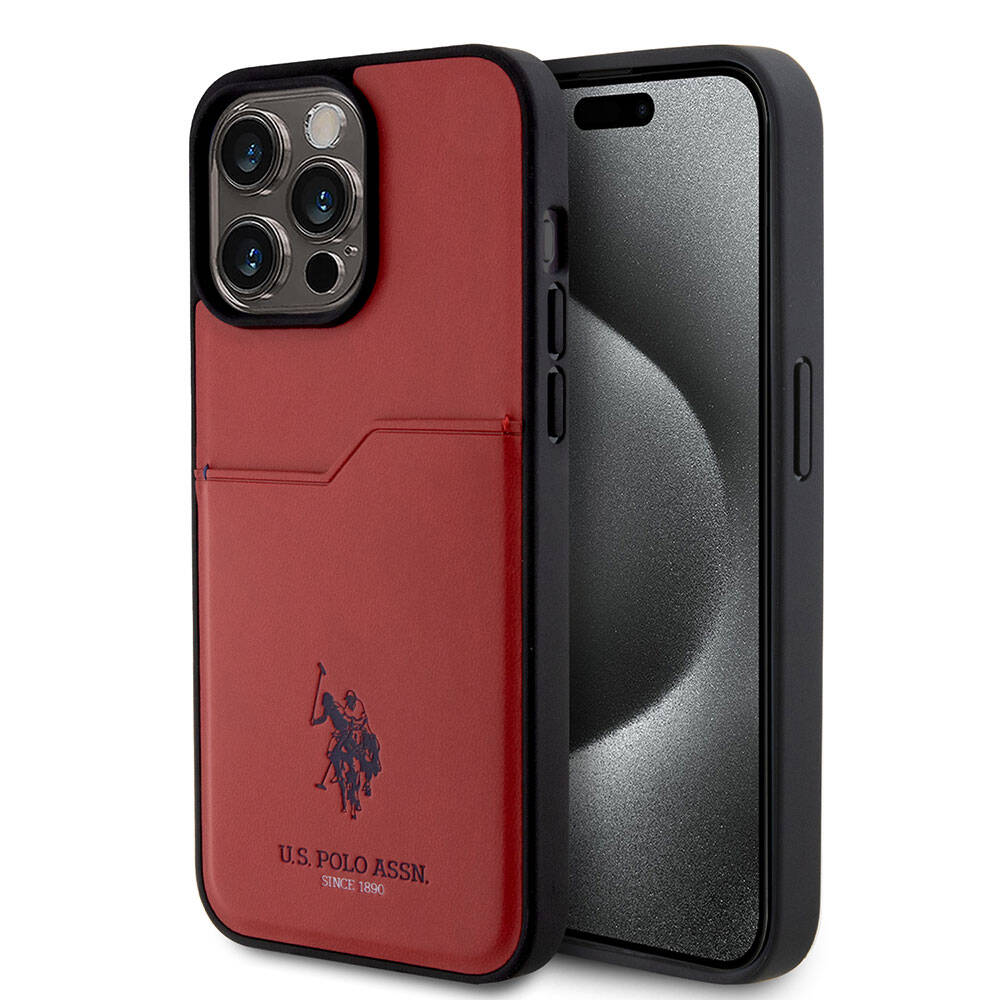 Apple iPhone 15 Pro Max Kılıf U.S. Polo Assn. Orjinal Lisanslı Baskı Logolu PU Kartlıklı Kapak