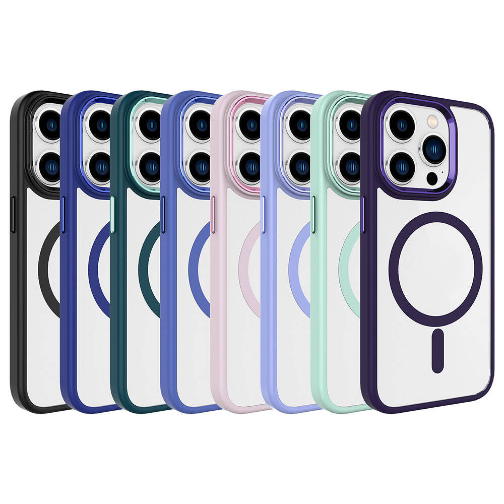 Apple iPhone 15 Pro Max Kılıf Wireless Şarj Özellikli Zore Krom M-safe Silikon Kapak