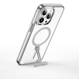 Apple iPhone 15 Pro Max Kılıf Wiwu FYY-014 M-safe Şarj Özellikli Alüminyum Alaşım Metal Standlı Şeffaf Kapak