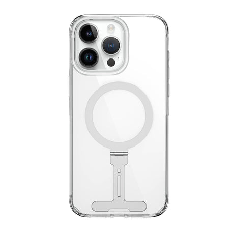Apple iPhone 15 Pro Max Kılıf Wiwu FYY-014 M-safe Şarj Özellikli Alüminyum Alaşım Metal Standlı Şeffaf Kapak