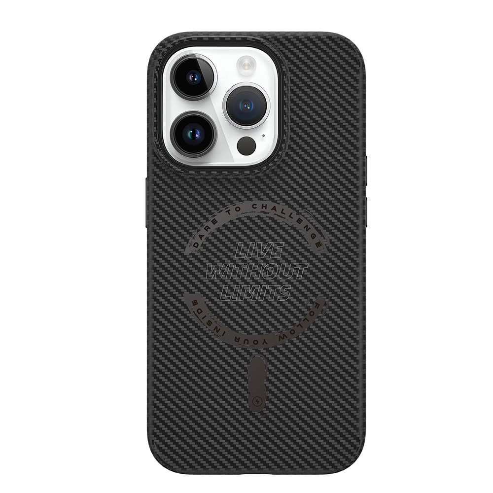 Apple iPhone 15 Pro Max Kılıf Wiwu LCC-107 Karbon Fiber M-safe Şarj Özellikli Kamera Korumalı Kabon Kapak