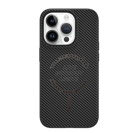 Apple iPhone 15 Pro Max Kılıf Wiwu LCC-107 Karbon Fiber M-safe Şarj Özellikli Kamera Korumalı Kabon Kapak