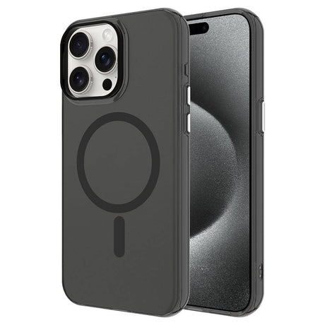 Apple iPhone 15 Pro Max Kılıf Zore M-safe Şarj Özellikli Buzlu Transparan C-Pro Sert Kapak