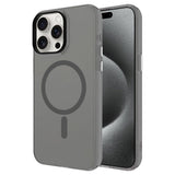 Apple iPhone 15 Pro Max Kılıf Zore M-safe Şarj Özellikli Buzlu Transparan C-Pro Sert Kapak