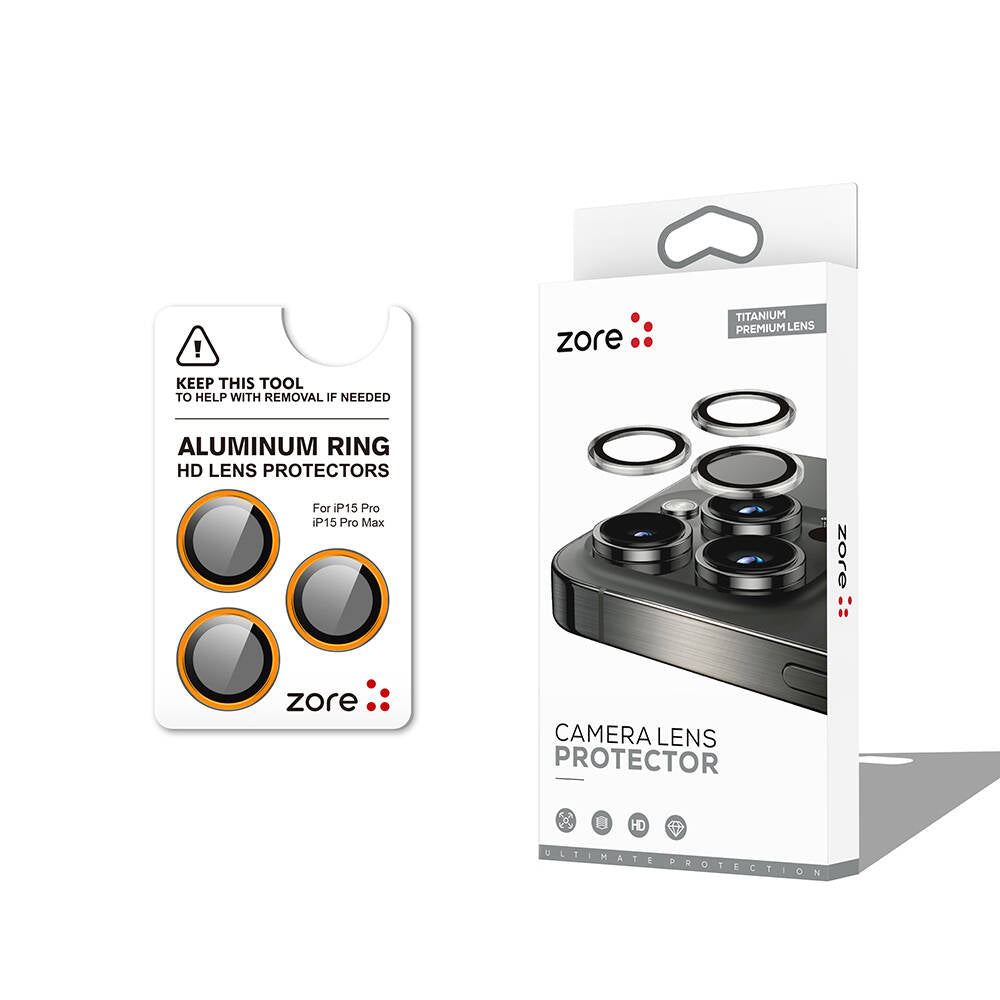 Apple iPhone 15 Pro Max Zore CL-12 Premium Safir Parmak İzi Bırakmayan Anti-Reflective Kamera Lens Koruyucu
