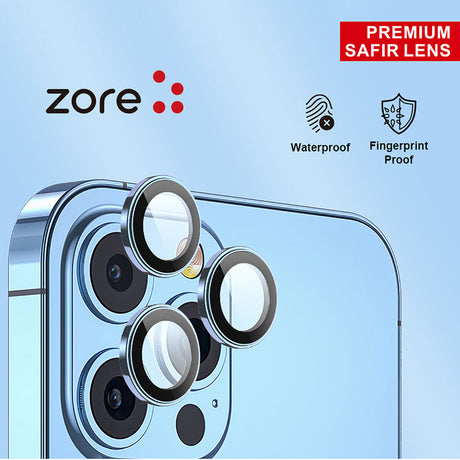 Apple iPhone 15 Pro Zore CL-12 Premium Safir Parmak İzi Bırakmayan Anti-Reflective Kamera Lens Koruyucu