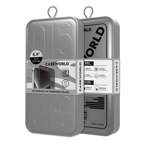 Apple iPhone 16 CaseWorld 0.25mm Privacy 3D Temperli Cam Ekran Koruyucu + Uygulama Aparatlı