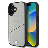 Apple iPhone 16 Kılıf BMW Orjinal Lisanslı M-safe Şarj Özellikli Metal Logolu Dokulu ve Çizgili Deri Kapak